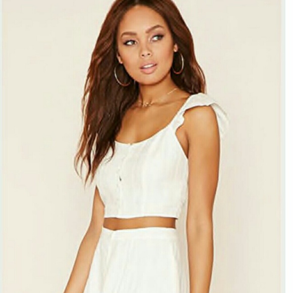 Button Front Crop Top - Picture 1 of 3